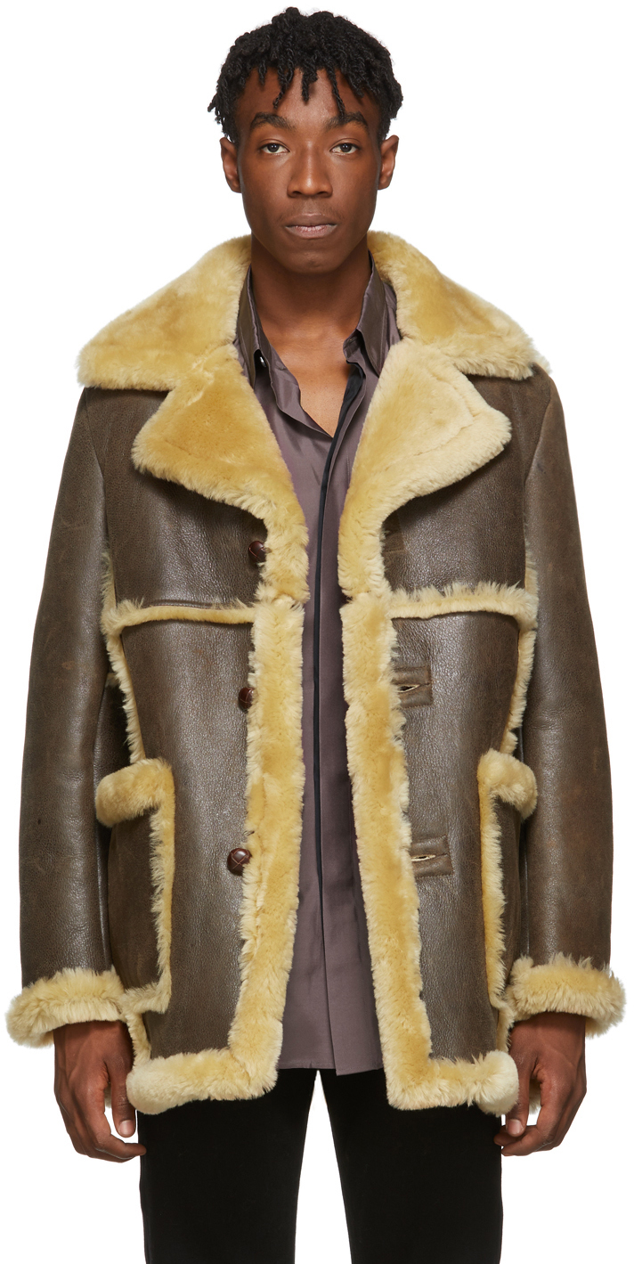 SSENSE Exclusive Brown Shearling Jacket 