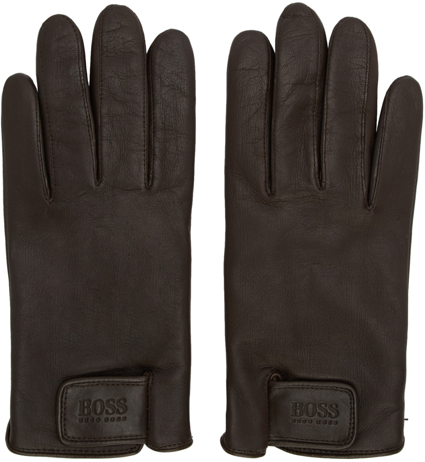 BOSS Brown Helkop Gloves SSENSE