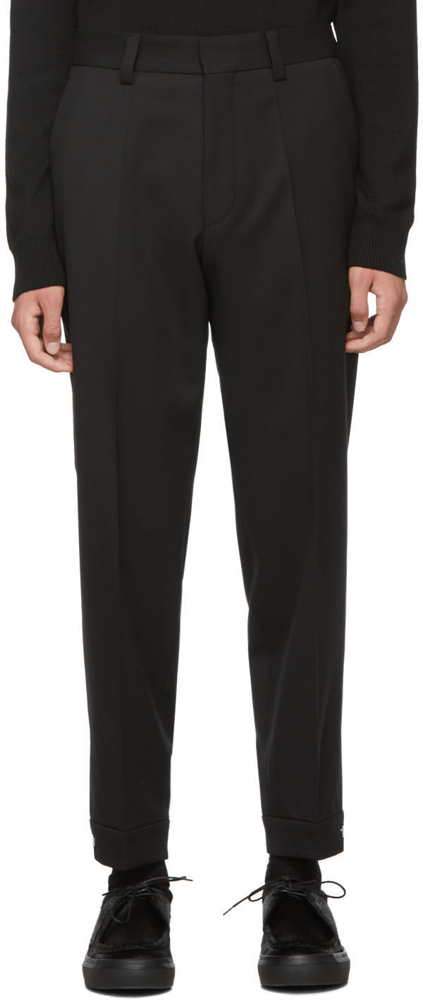 BOSS: Black Micro-Patterned Peet Trousers | SSENSE