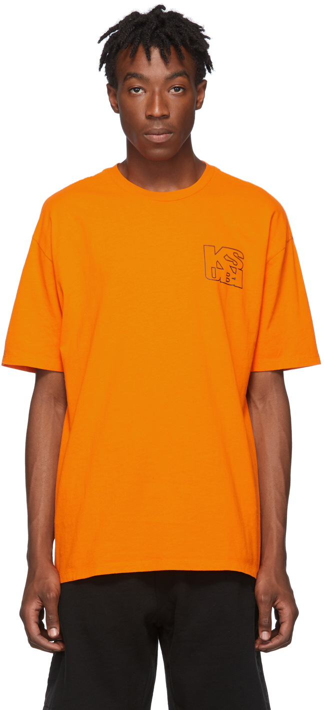 Ksubi: Orange Hazard Square T-Shirt | SSENSE