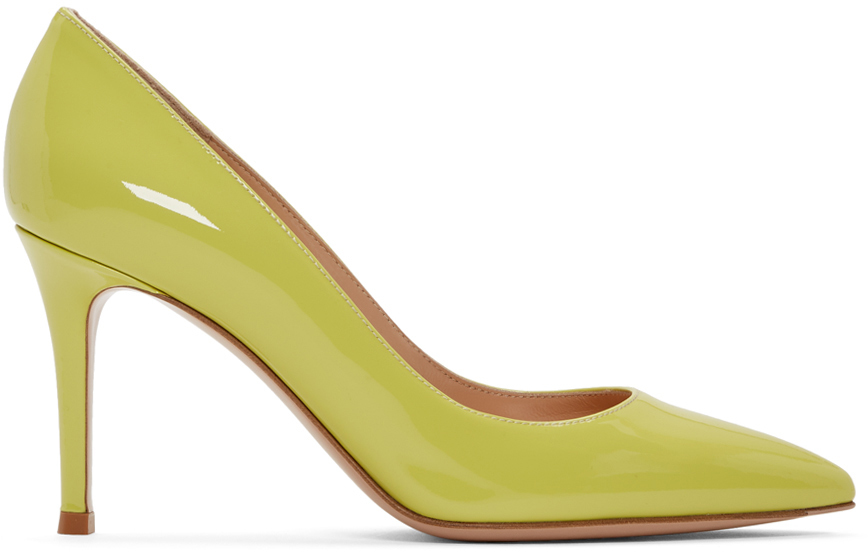 Gianvito Rossi: Yellow Patent Gianvito Heels | SSENSE