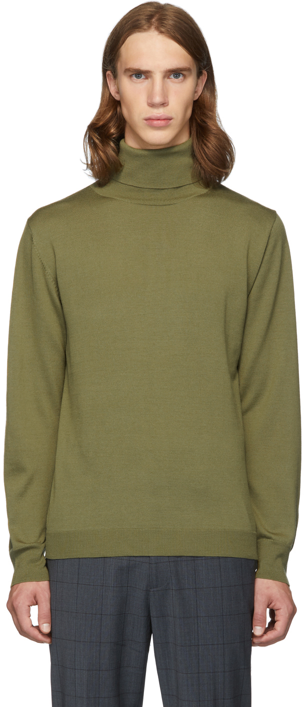 khaki turtleneck