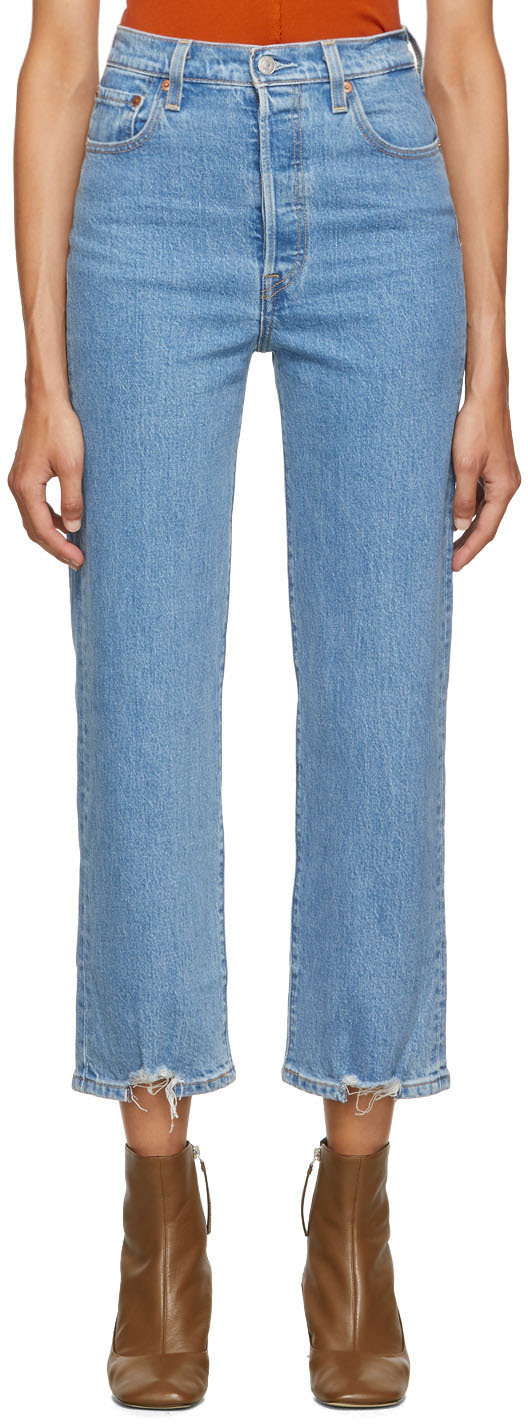 Levi's: Blue Cutoff Rib Cage Straight Ankle Jeans | SSENSE Canada