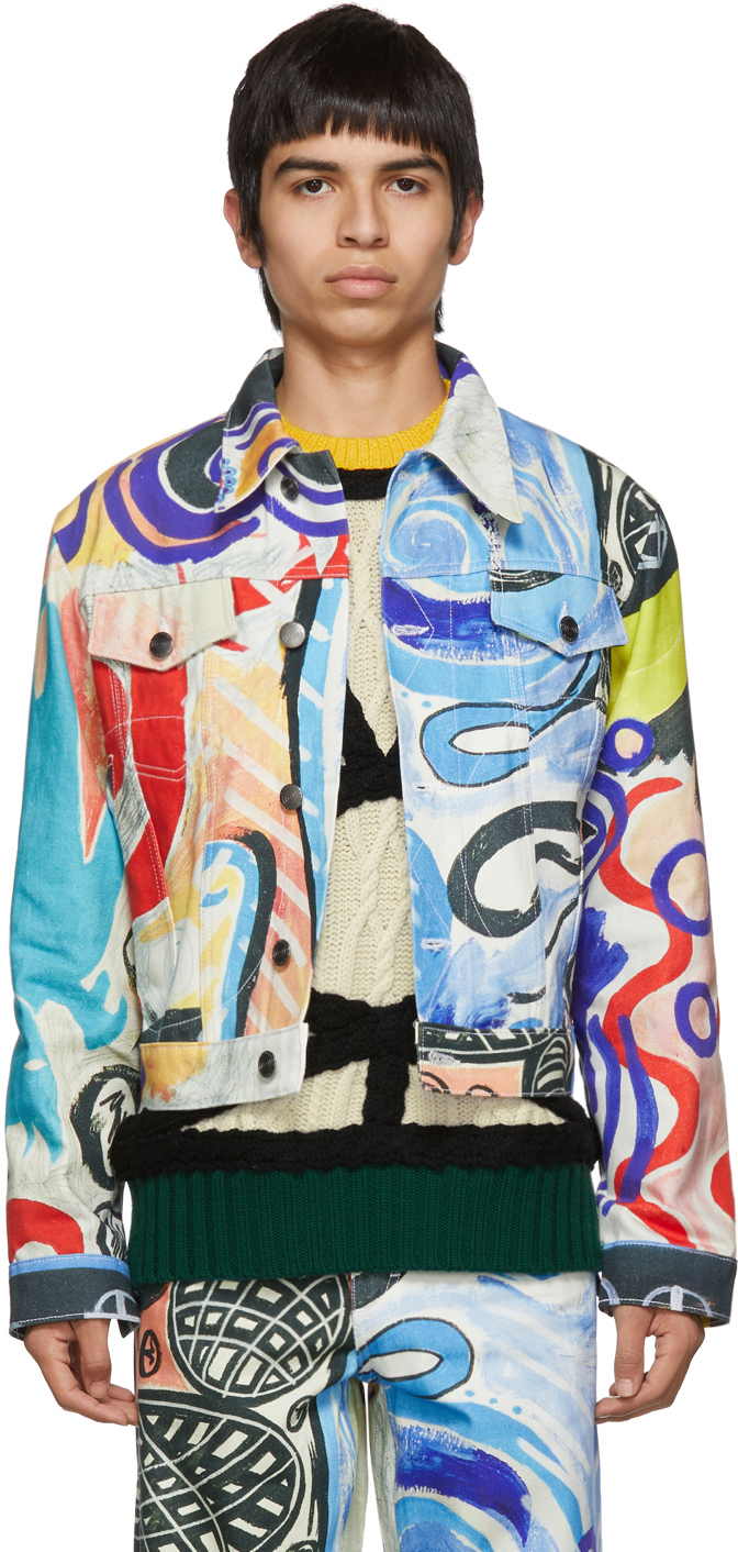 Charles Jeffrey Loverboy: Multicolor Denim Art Jacket | SSENSE