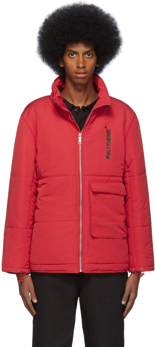 Polythene* Optics: Red Puffer Jacket | SSENSE Canada
