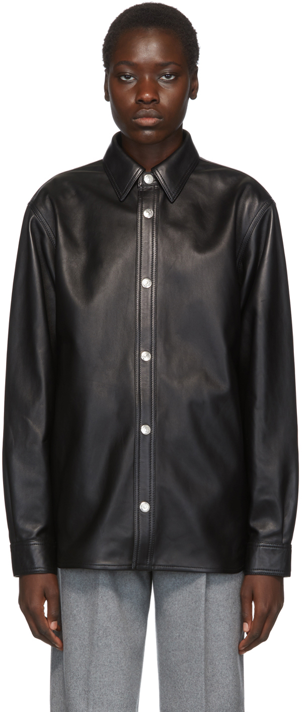Acne Studios: Black Blå Konst Leather Overshirt Jacket | SSENSE