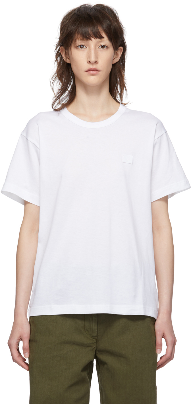 Acne Studios: White Nash Patch T-Shirt | SSENSE