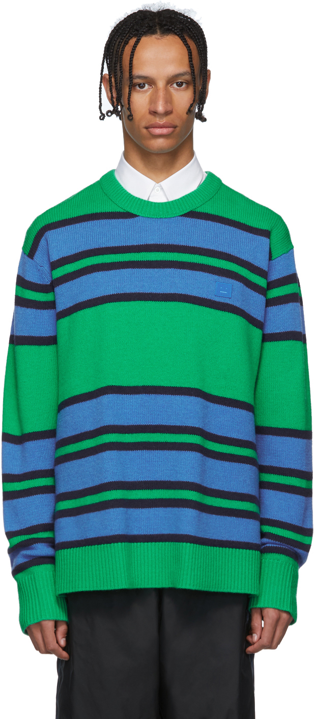Acne Studios: Green Striped Sweater | SSENSE