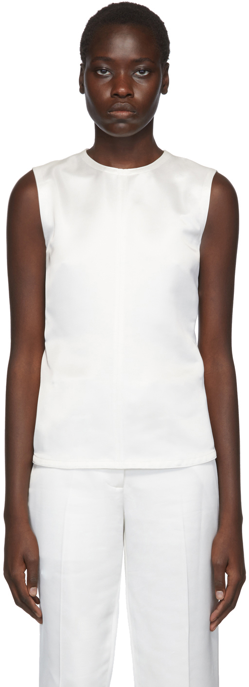 white satin tank top