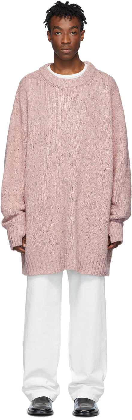 Maison Margiela: Pink Oversized Crewneck Sweater | SSENSE Canada