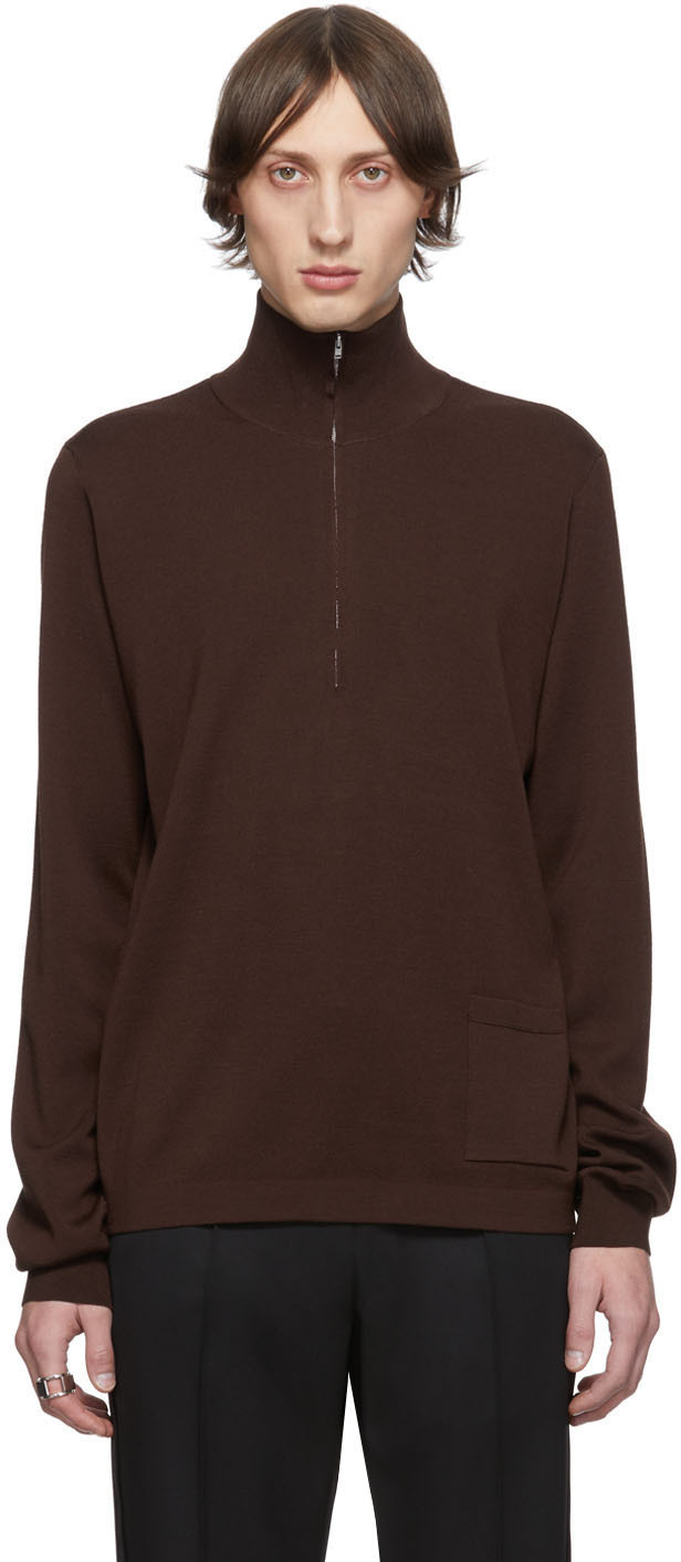 Maison Margiela: Brown Zip Sweater | SSENSE