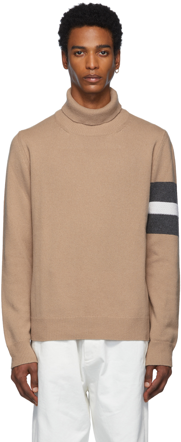 Maison Margiela: Beige Stripes Turtleneck | SSENSE