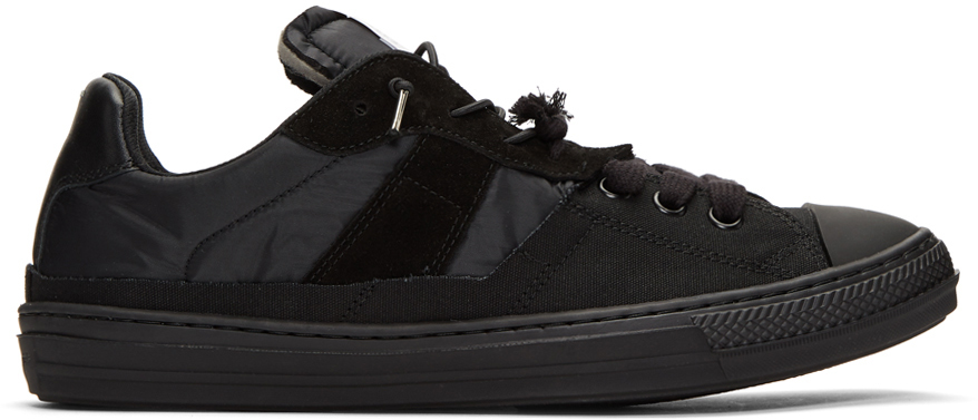 Maison Margiela: Black Mix Fabric Sneakers | SSENSE