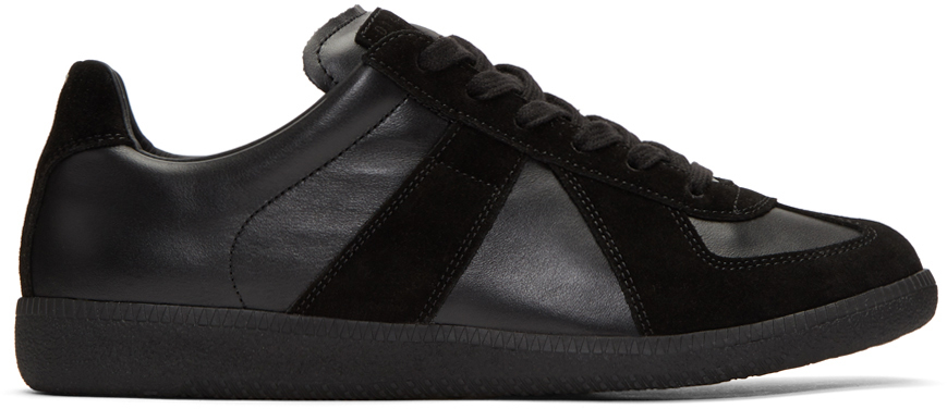 Maison Margiela: Black Replica Sneakers | SSENSE Canada