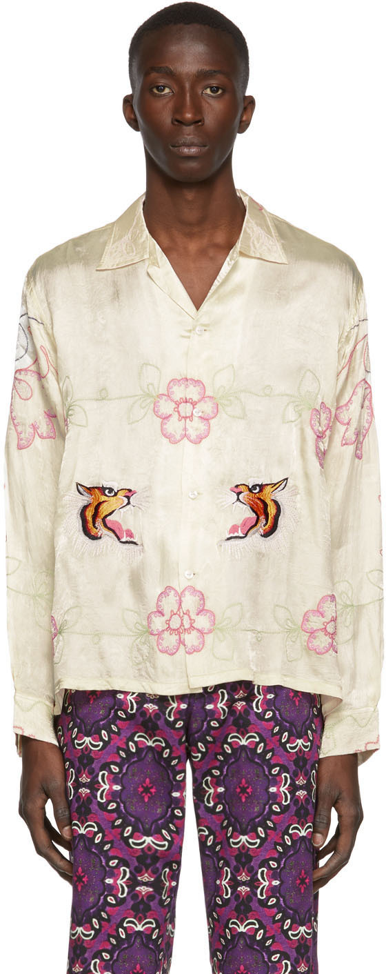 Bode: Beige Tiger Ruching Shirt | SSENSE Canada