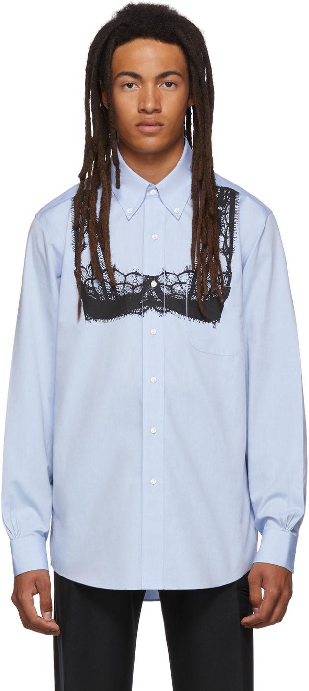 Random Identities Blue BB Bra Print Shirt SSENSE UK