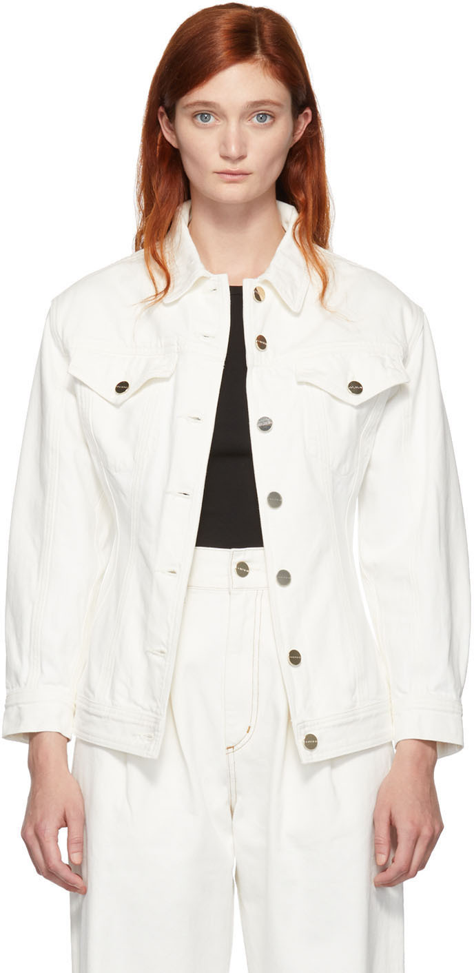 Goldsign: White Denim 'The Waisted' Jacket | SSENSE