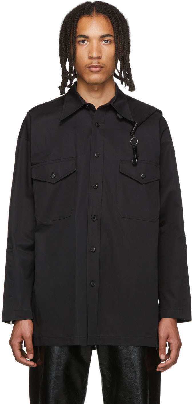 Sankuanz: Black Capelet Shirt | SSENSE