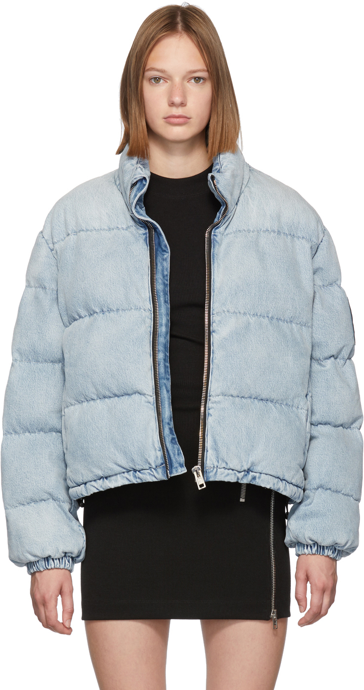 Alexander Wang: Blue Bleached Puffer Jacket | SSENSE