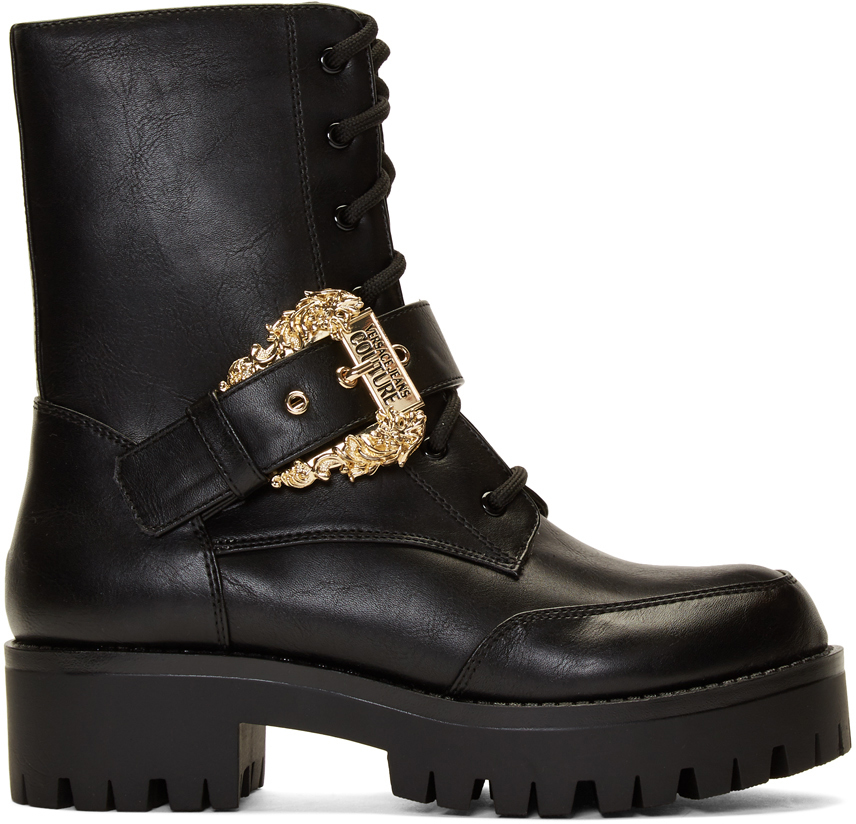 Versace Jeans Couture: Black Western Buckle Brenda Boots | SSENSE