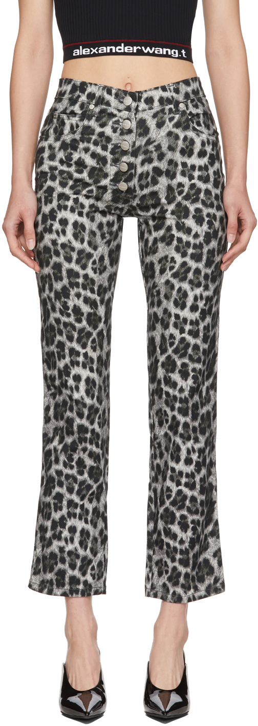 Miaou: Grey Leopard Junior Trousers | SSENSE