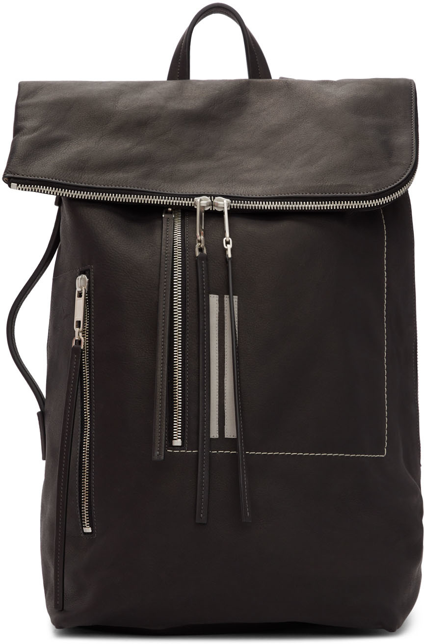 Rick Owens: Black Leather Bucket Backpack | SSENSE