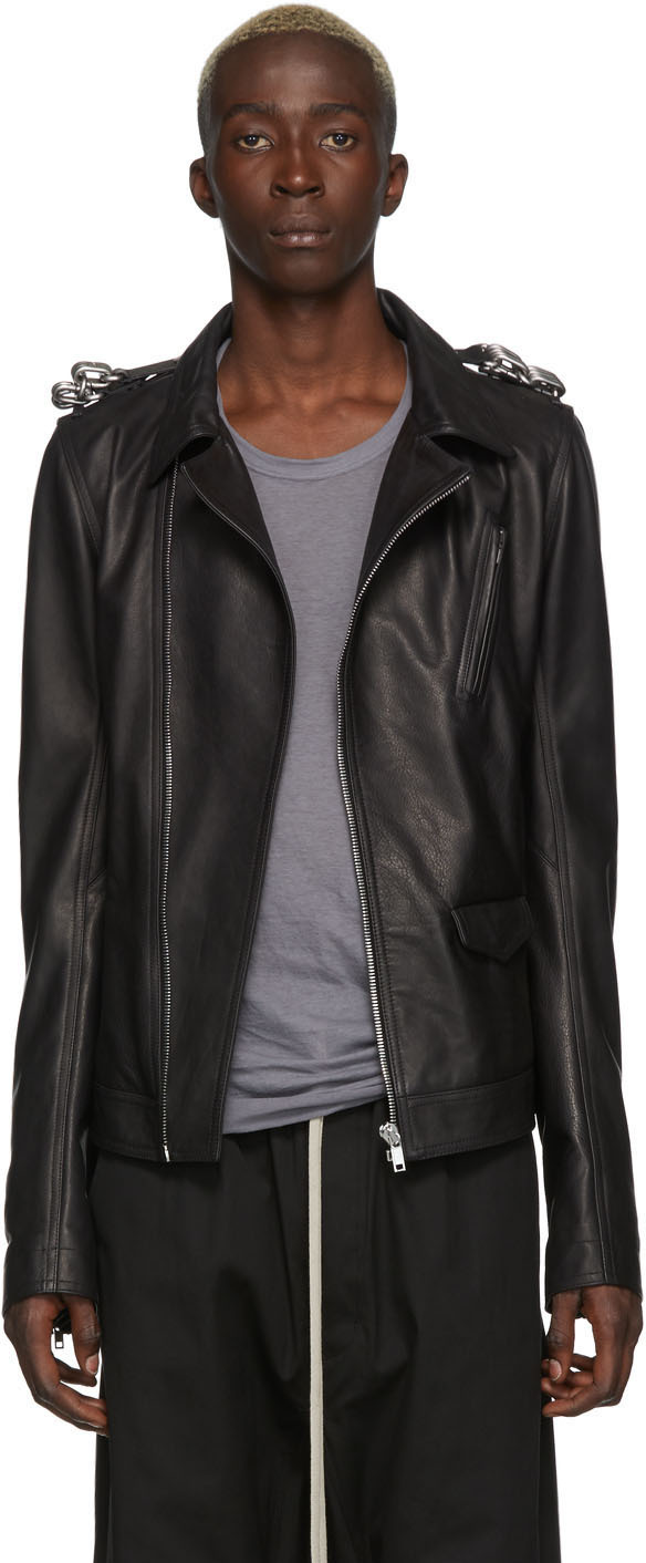 Rick Owens: Black Leather Stooges Jacket | SSENSE