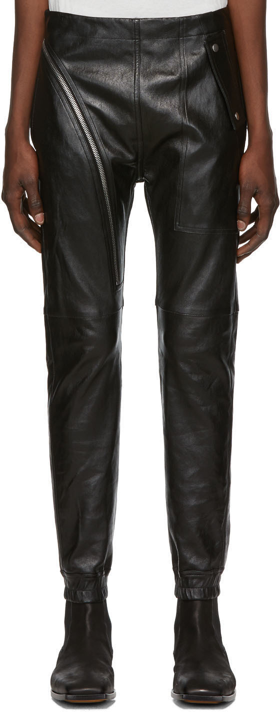 Rick Owens: Black Leather Aircut Trousers | SSENSE