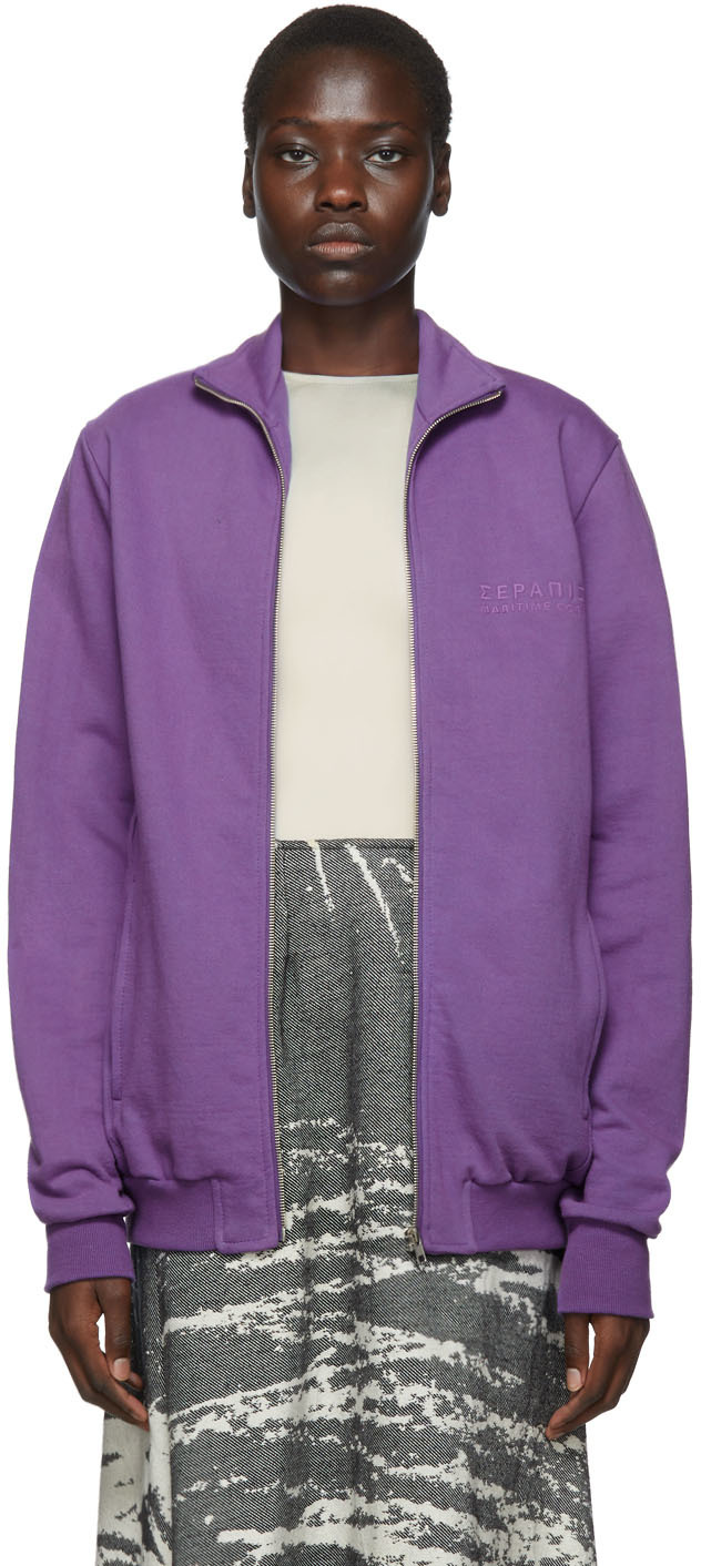 purple zip up sweatshirt