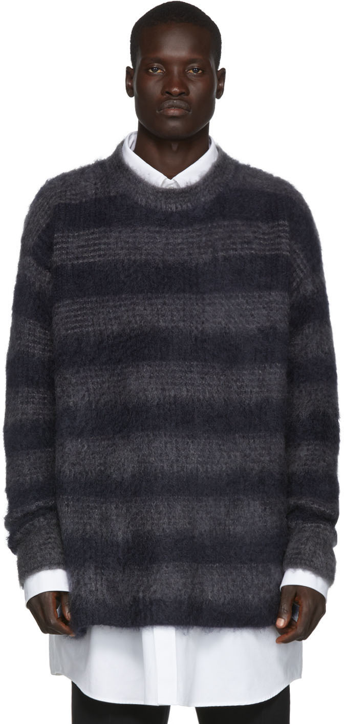 Jil Sander: Grey Brushed Split Sweater | SSENSE