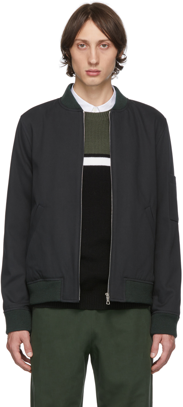 A.P.C.: Green Gregoire Bomber Jacket | SSENSE