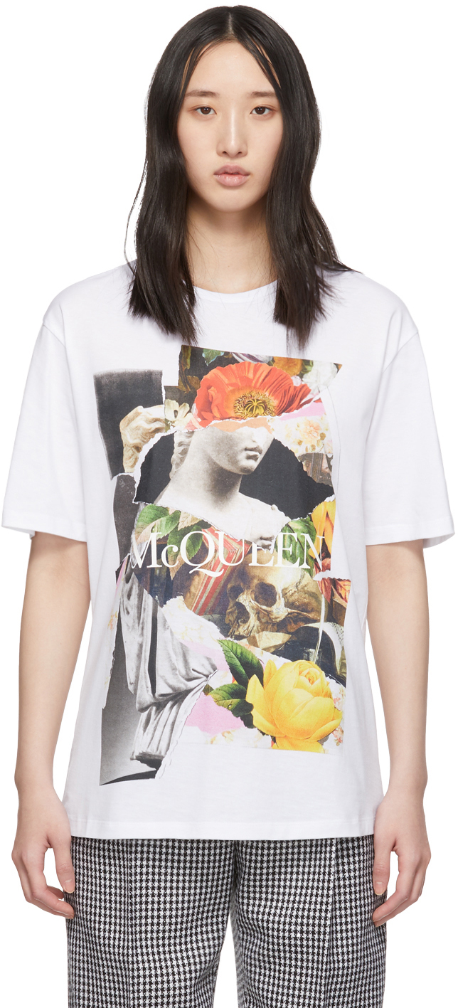 Alexander McQueen: White Collage T-Shirt | SSENSE