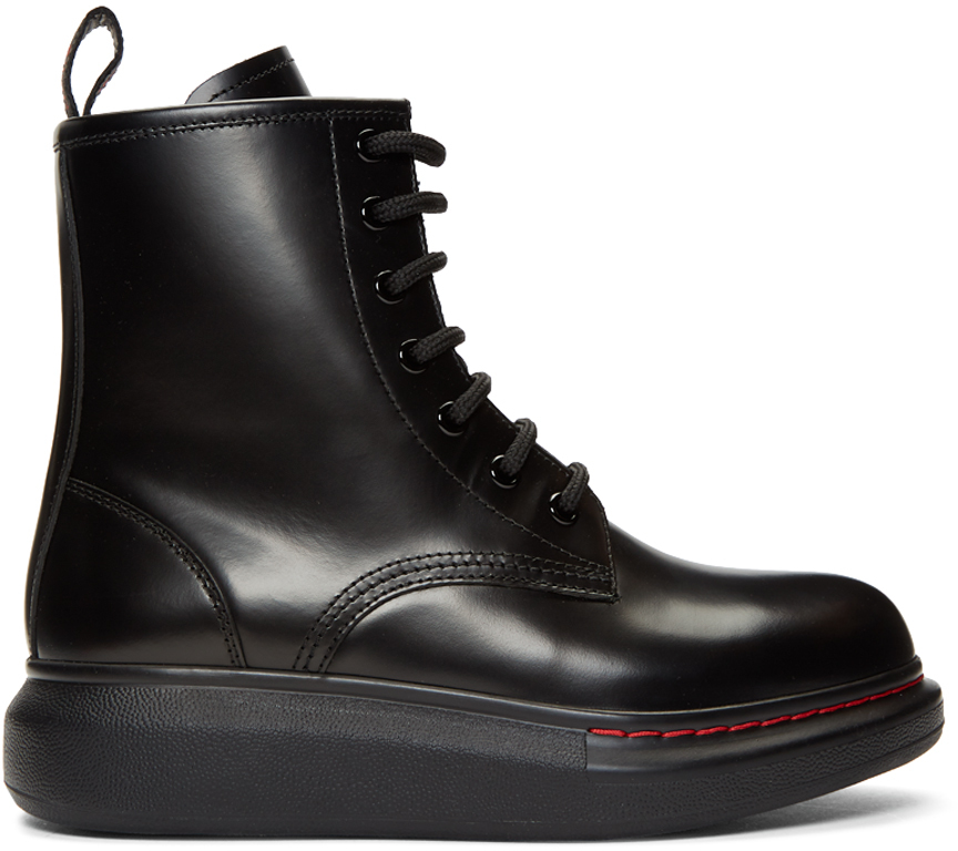 Alexander McQueen: Black Contrast Sole Hybrid Combat Boots | SSENSE