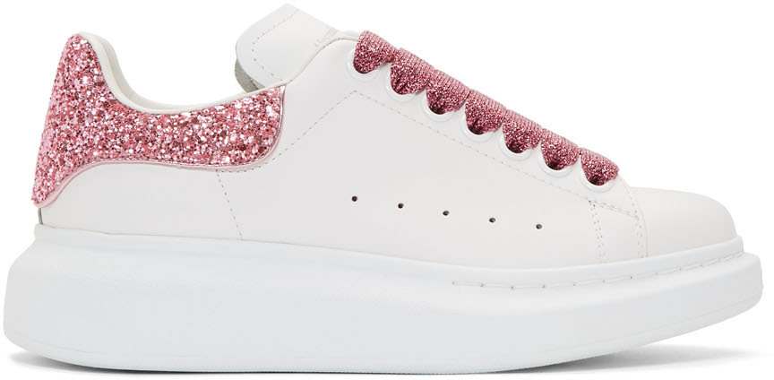 alexander mcqueen white and pink sneakers