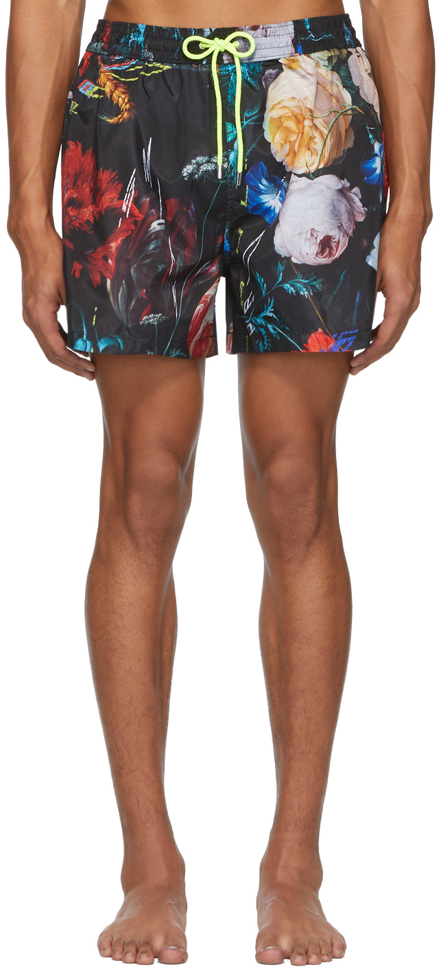 Paul Smith Black Floral Classic Swimsuit SSENSE