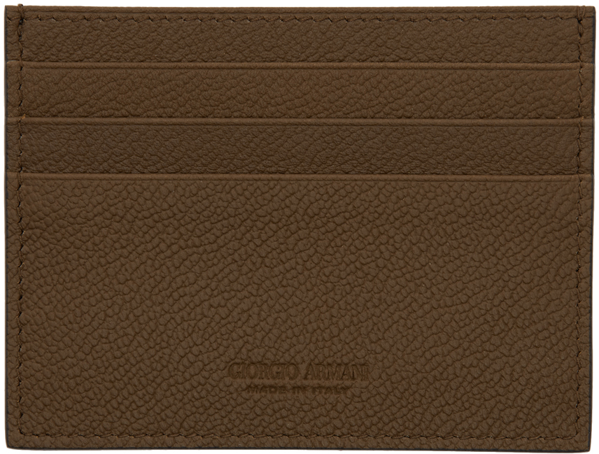 Giorgio Armani: Brown Leather Card Holder | SSENSE