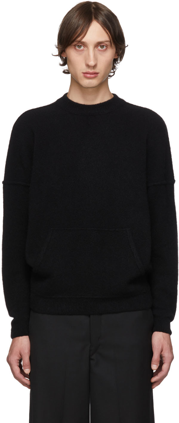 Giorgio Armani: Black Cashmere & Silk Kangaroo Pocket Sweater | SSENSE