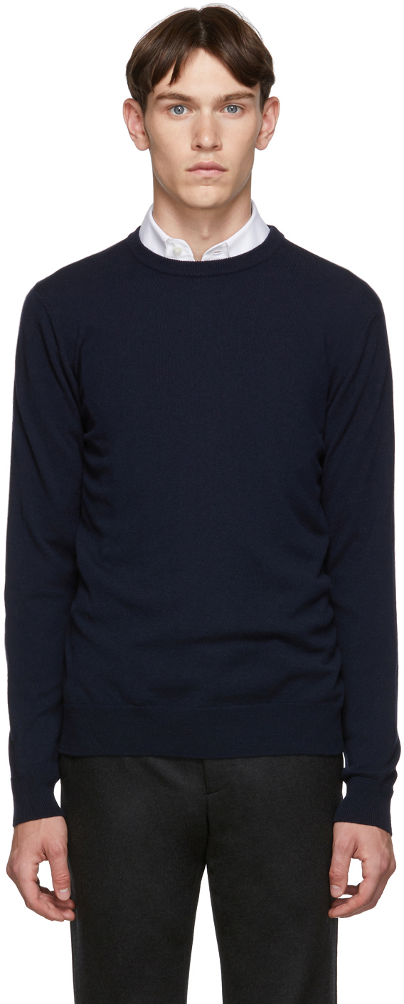 Giorgio Armani: Navy Cashmere Sweater | SSENSE Canada