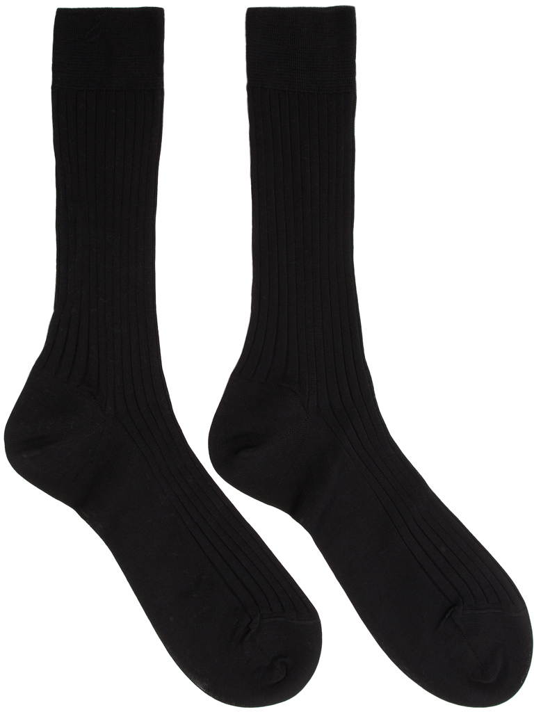 Ermenegildo Zegna: Black Rib Socks | SSENSE
