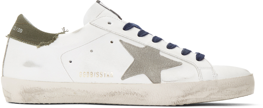 Golden Goose: White & Khaki Superstar Sneakers | SSENSE