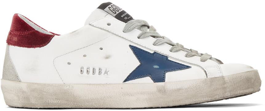 Golden Goose: White & Blue Superstar Sneakers | SSENSE