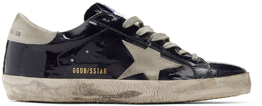 Golden Goose: Navy & Grey Patent Superstar Sneakers | SSENSE