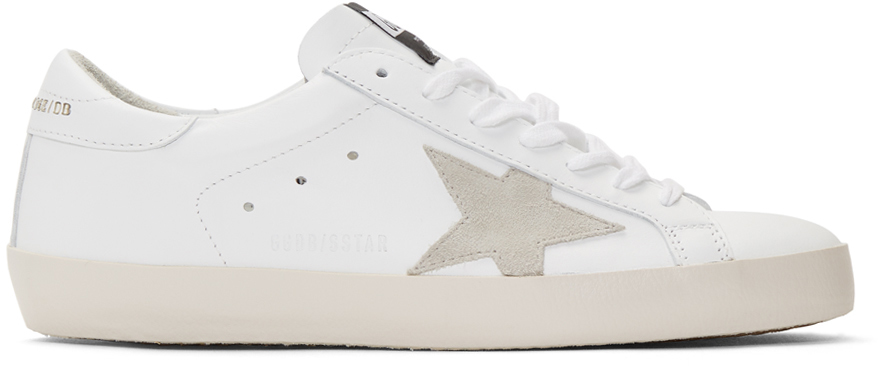 Golden Goose: White & Grey Superstar Sneakers | SSENSE