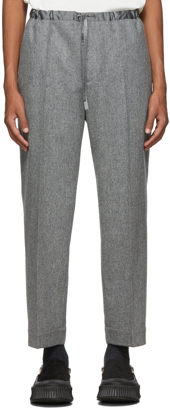 Jil Sander+: Grey Cropped Drawstring Trousers | SSENSE