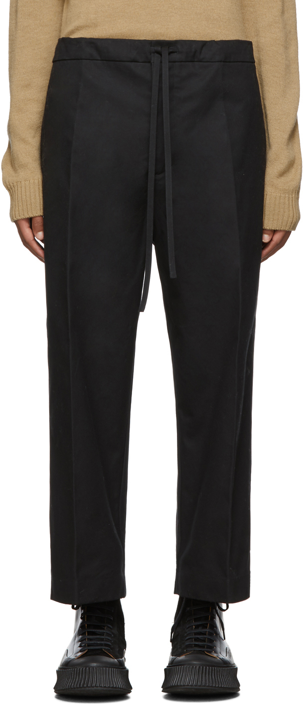 Jil Sander+: Black Cropped Wide-Leg Casual Trousers | SSENSE