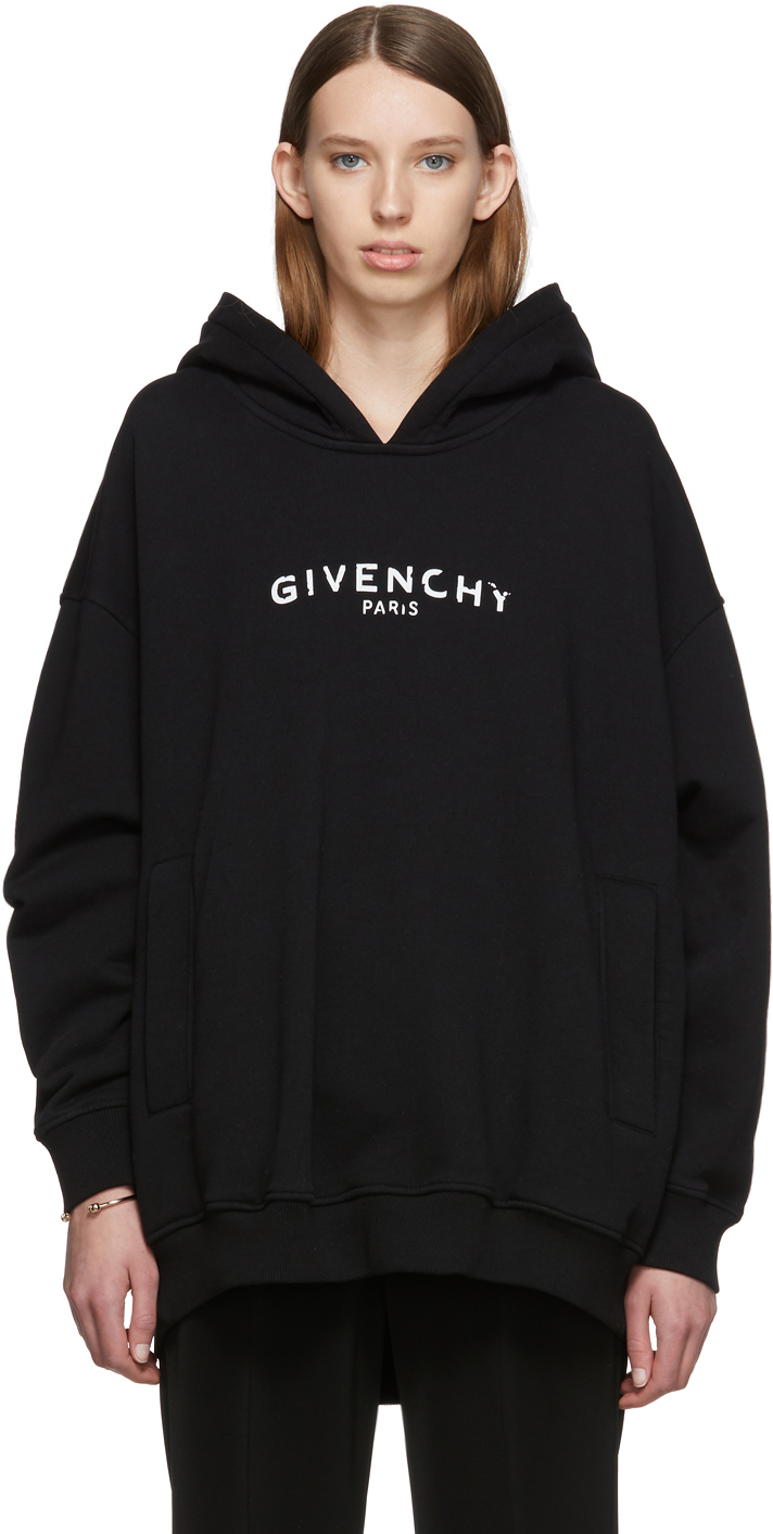Givenchy: Black Oversized 'Givenchy Paris' Vintage Hoodie | SSENSE