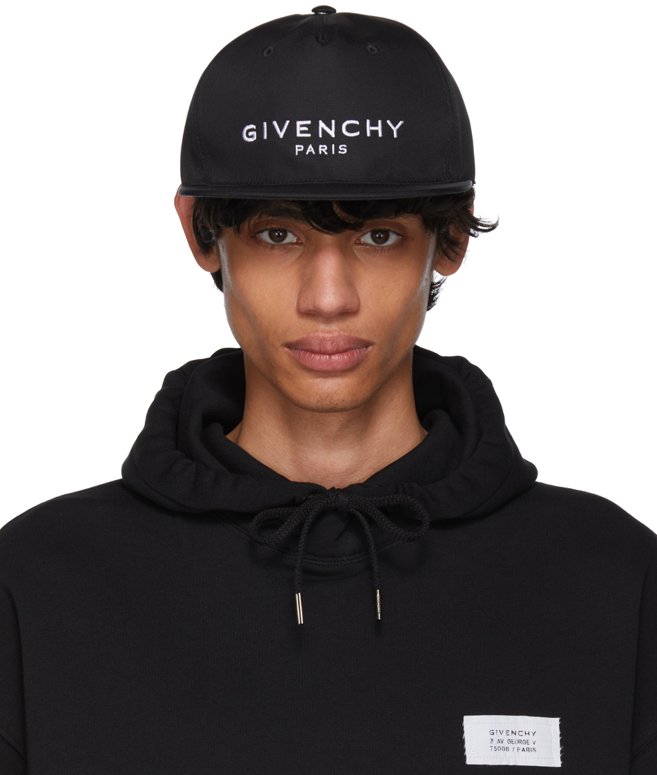 Givenchy: Black Flat Peak Logo Cap | SSENSE