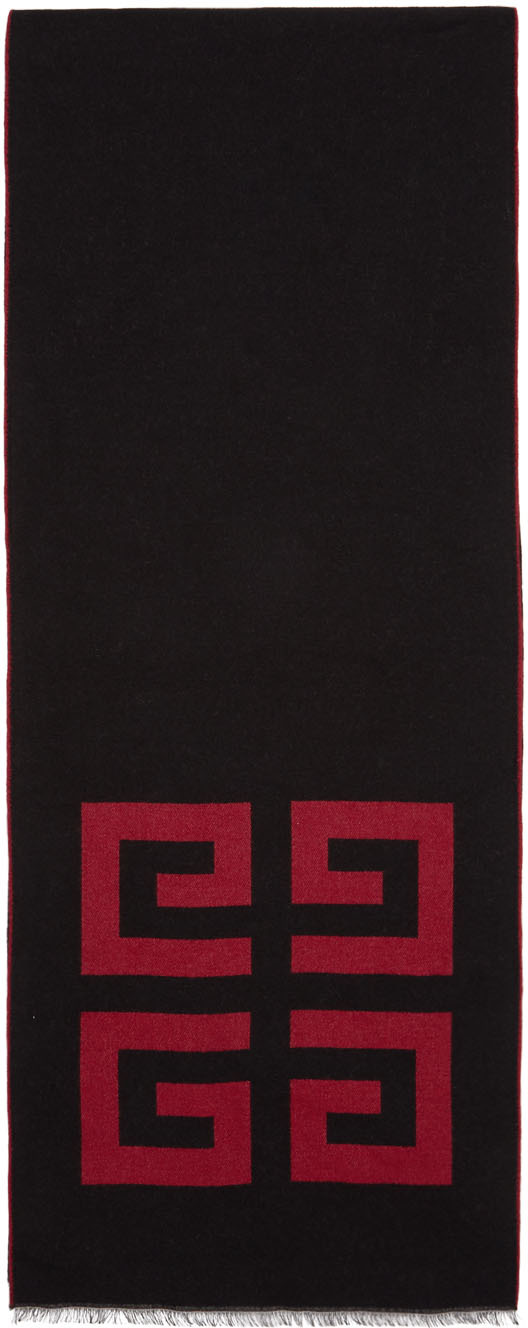 Givenchy Black & Red 4G Woven Scarf