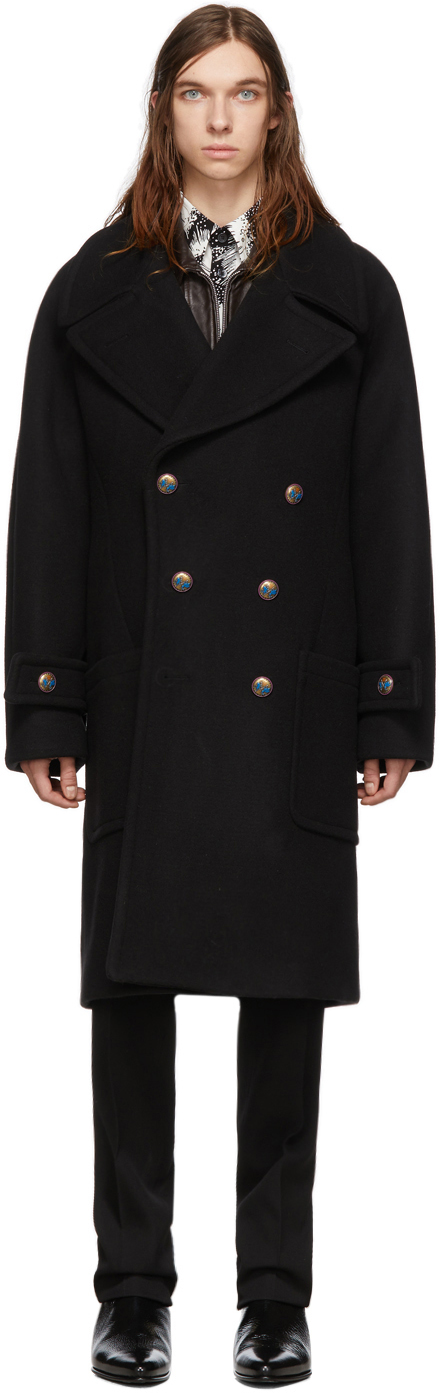 Givenchy: Black Long Double Breasted Coat | SSENSE