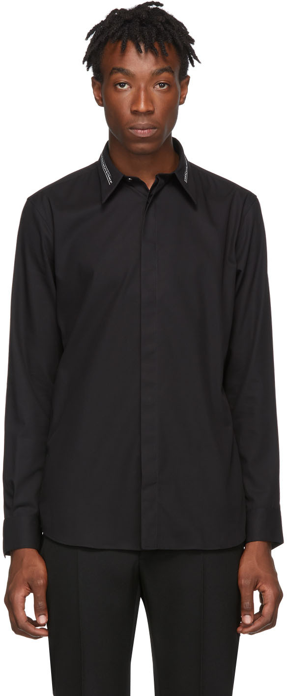 Givenchy: Black Collar Webbing Shirt | SSENSE